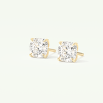1 TCW Cushion Cut Moissanite Solitaire Stud Earrings in Gold