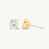 1 TCW Cushion Cut Moissanite Solitaire Stud Earrings in Gold