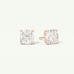 1 TCW Cushion Cut Moissanite Solitaire Stud Earrings in Gold