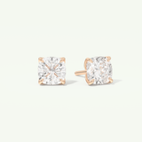1 TCW Cushion Cut Moissanite Solitaire Stud Earrings in Gold
