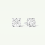 1 TCW Cushion Cut Moissanite Solitaire Stud Earrings in Gold