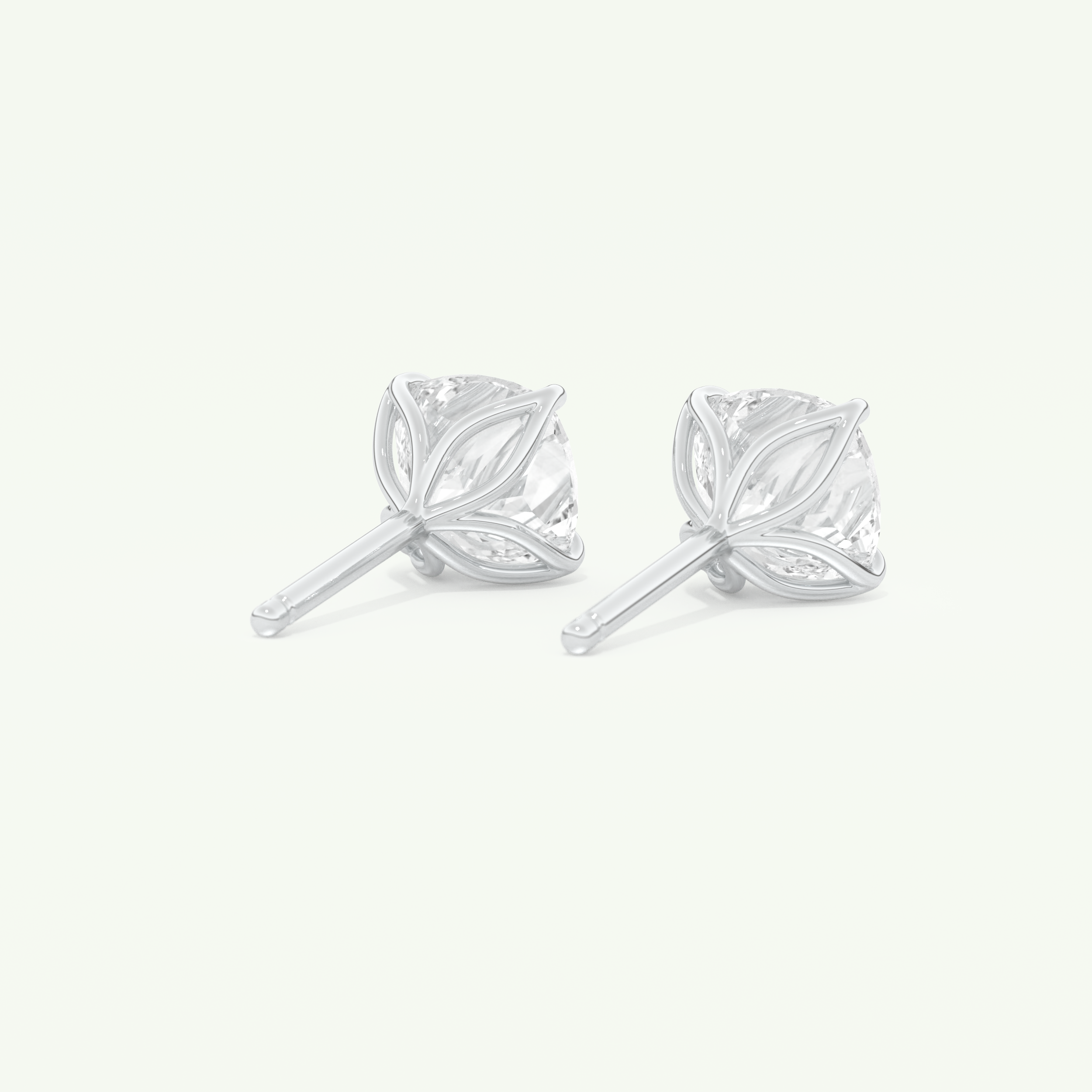 1 TCW Cushion Cut Moissanite Solitaire Stud Earrings in Gold