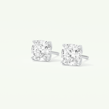 1 TCW Cushion Cut Moissanite Solitaire Stud Earrings in Gold