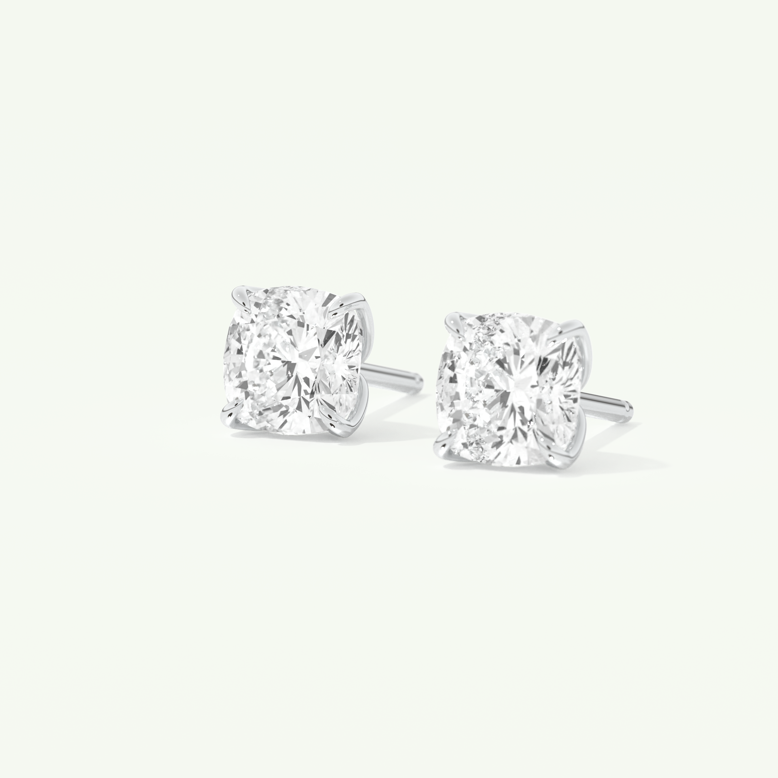 1 TCW Cushion Cut Moissanite Solitaire Stud Earrings in Gold