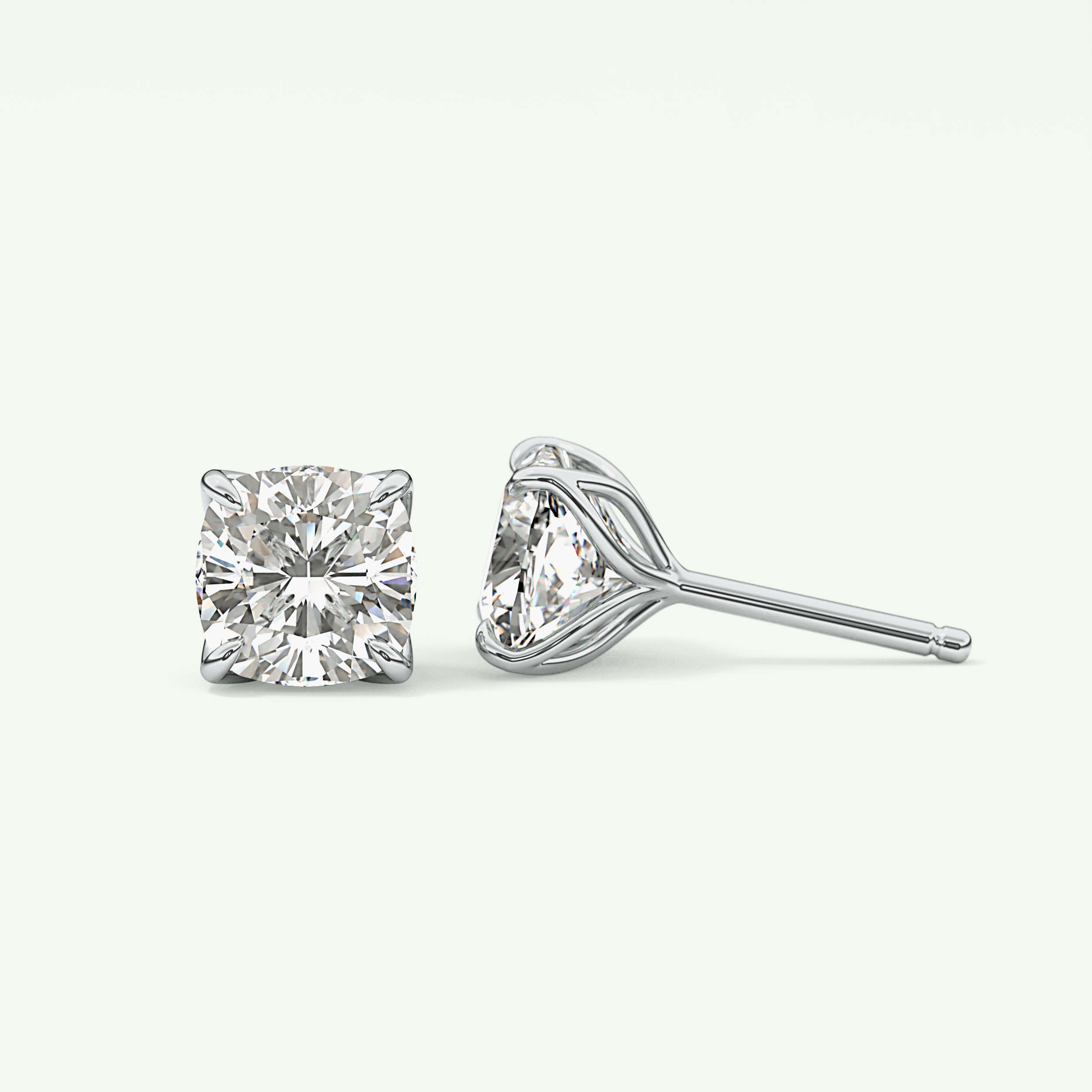 1 TCW Cushion Solitaire Lab-Grown Diamond Stud Earrings 18