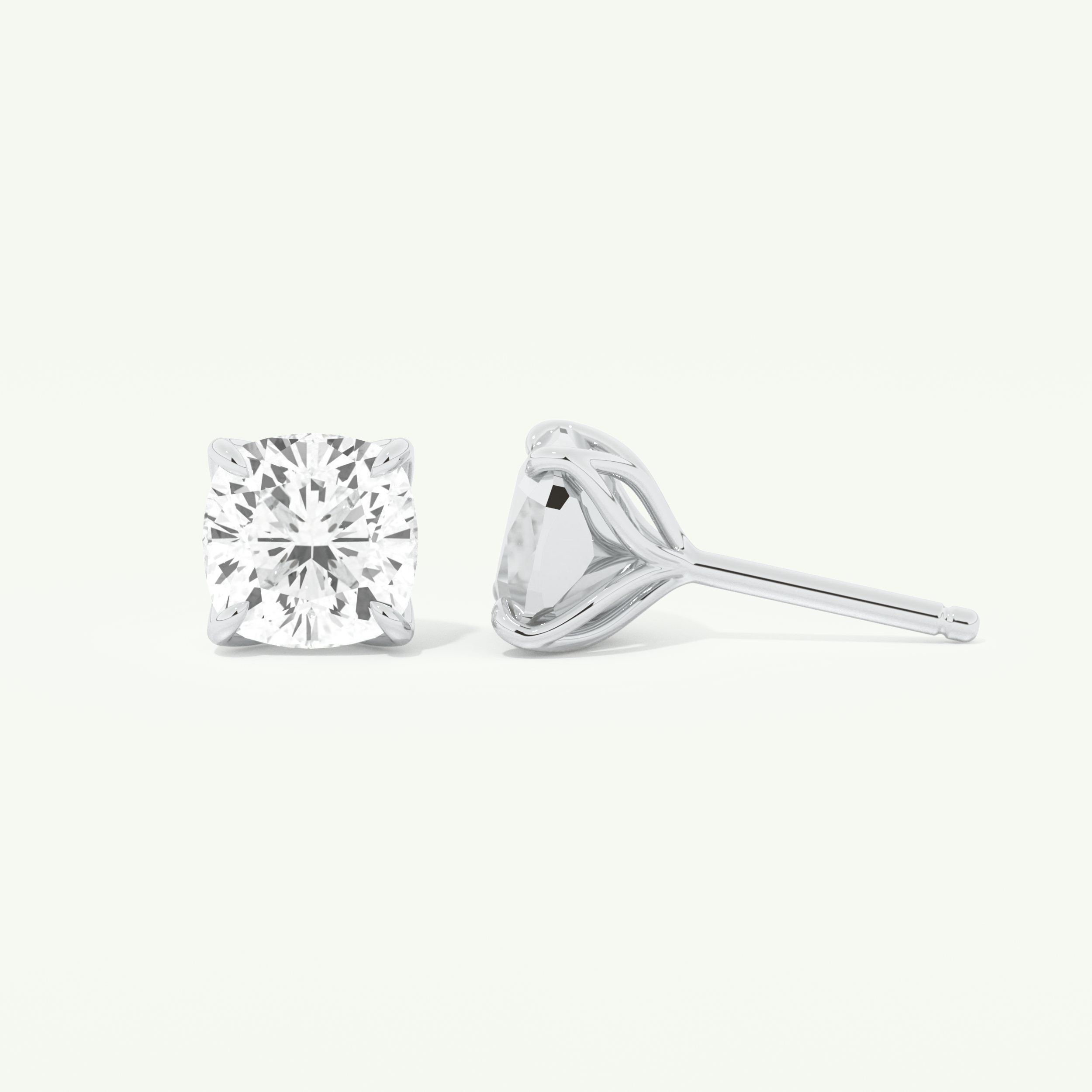 1 TCW Cushion Cut Moissanite Solitaire Stud Earrings in Gold
