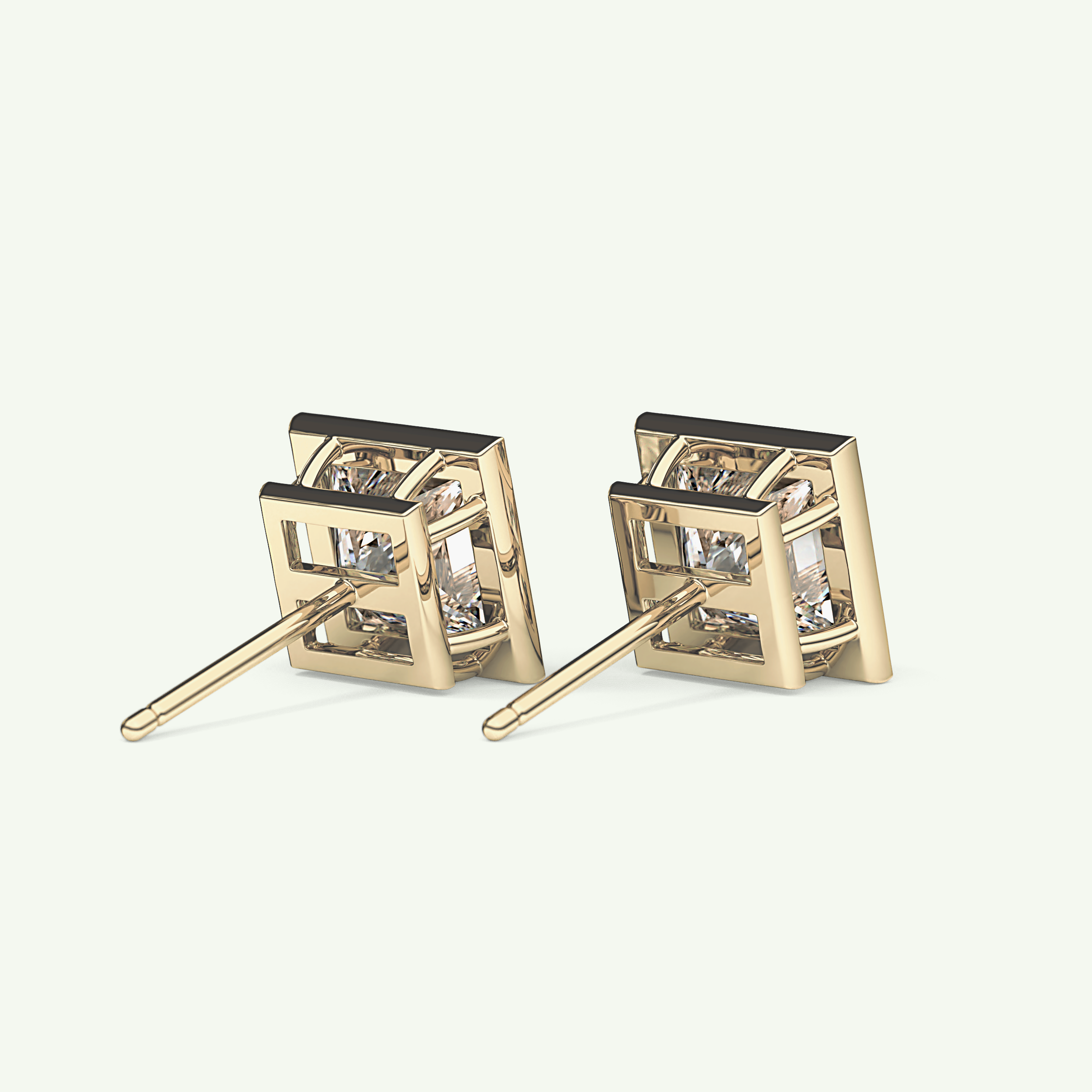 1 TCW Princess Bezel Lab-Grown Diamond Stud Earrings 2