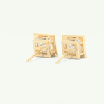 1 TCW Princess Cut Moissanite Bezel Stud Earrings in Gold