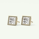 1 TCW Princess Bezel Lab-Grown Diamond Stud Earrings 3