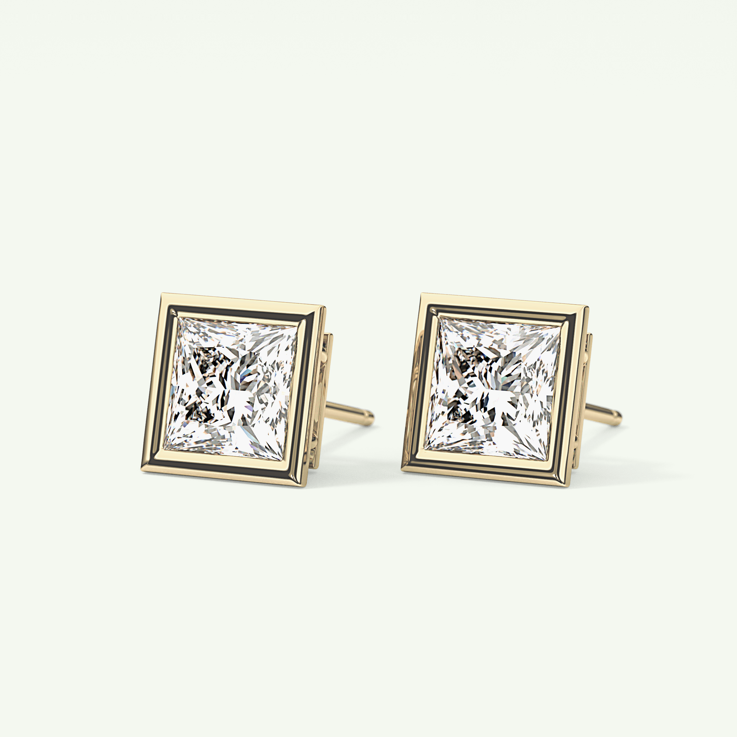 1 TCW Princess Bezel Lab-Grown Diamond Stud Earrings 3
