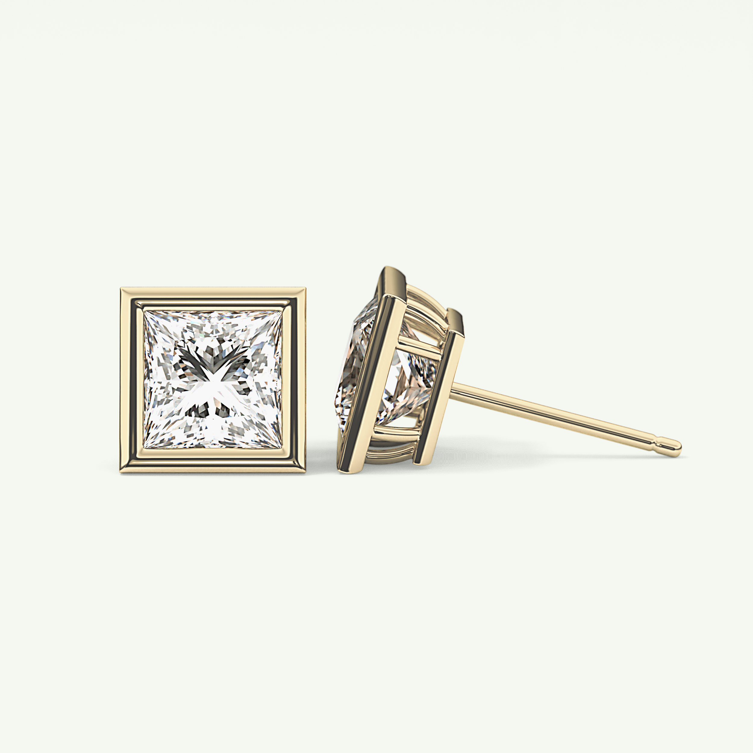 1 TCW Princess Bezel Lab-Grown Diamond Stud Earrings 4