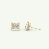1 TCW Princess Bezel Lab-Grown Diamond Stud Earrings 7