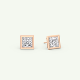 1 TCW Princess Bezel Lab-Grown Diamond Stud Earrings 8
