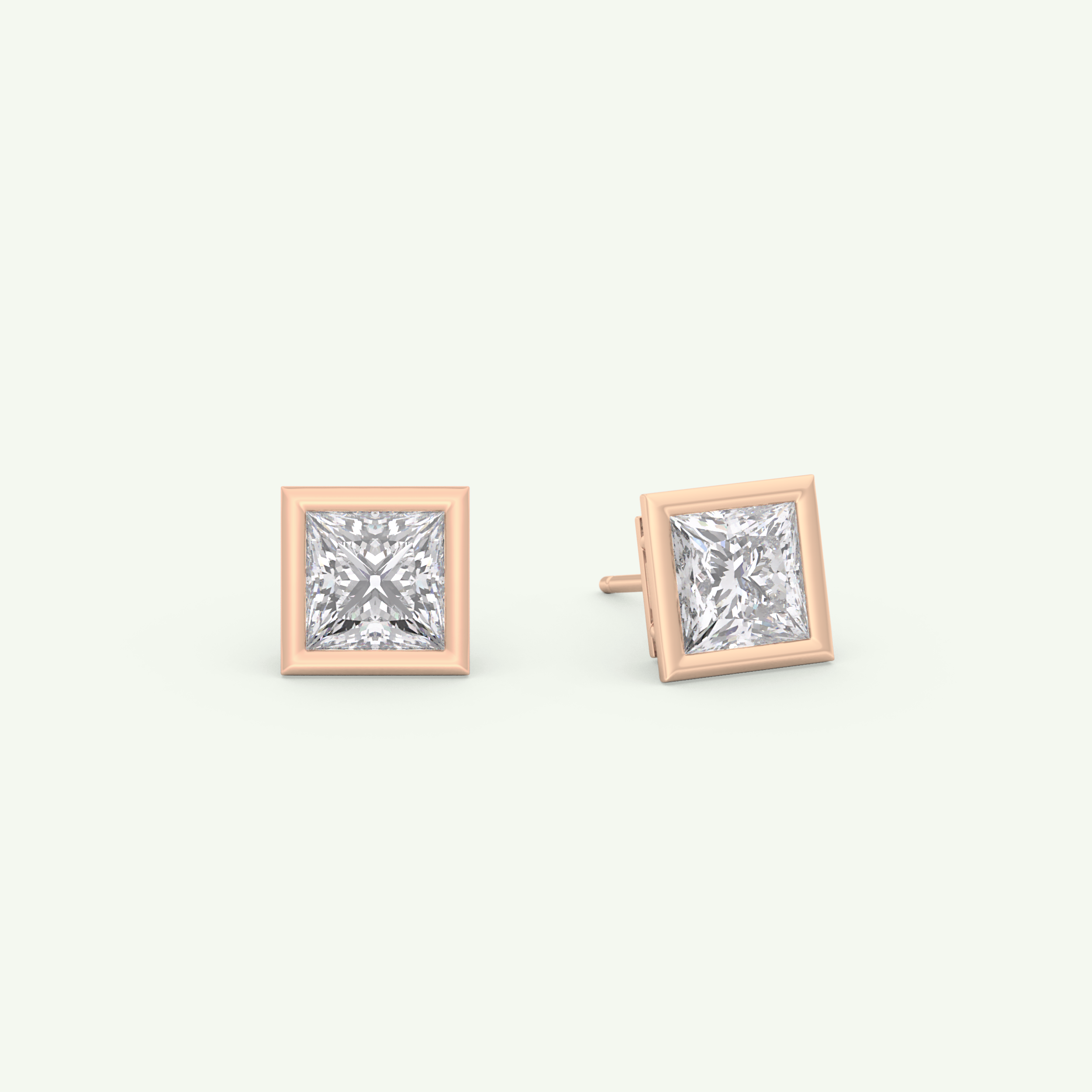 1 TCW Princess Bezel Lab-Grown Diamond Stud Earrings 8