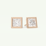 1 TCW Princess Cut Moissanite Bezel Stud Earrings in Gold