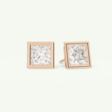 1 TCW Princess Cut Moissanite Bezel Stud Earrings in Gold