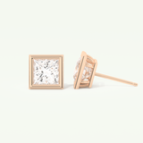 1 TCW Princess Bezel Lab-Grown Diamond Stud Earrings
