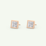 1 TCW Princess Bezel Lab-Grown Diamond Stud Earrings 13