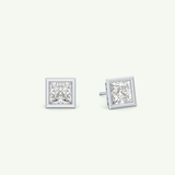 1 TCW Princess Bezel Lab-Grown Diamond Stud Earrings 15