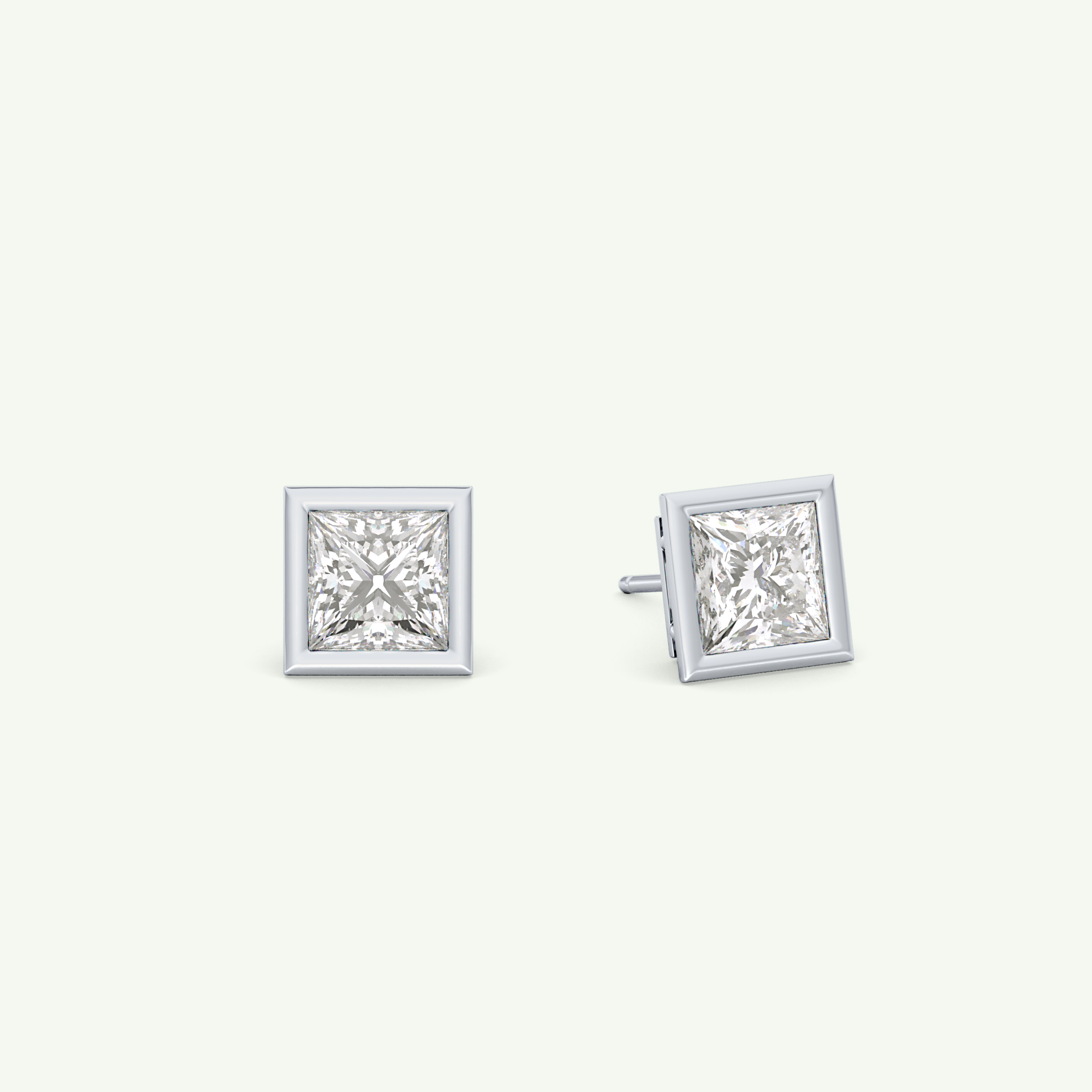 1 TCW Princess Bezel Lab-Grown Diamond Stud Earrings 15