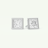 1 TCW Princess Cut Moissanite Bezel Stud Earrings in Gold