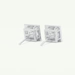 1 TCW Princess Cut Moissanite Bezel Stud Earrings in Gold