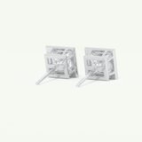 1 TCW Princess Cut Moissanite Bezel Stud Earrings in Gold