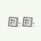 1 TCW Princess Bezel Lab-Grown Diamond Stud Earrings 17