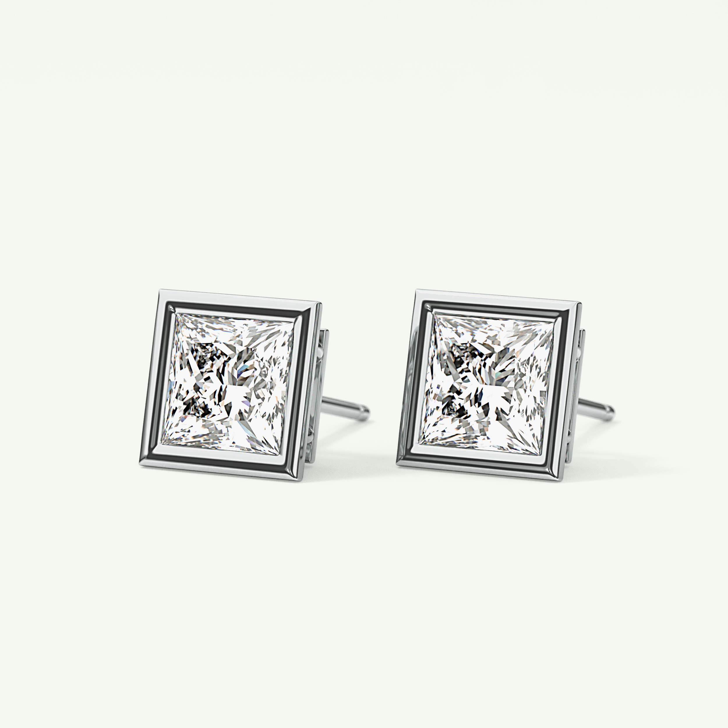 1 TCW Princess Bezel Lab-Grown Diamond Stud Earrings 17
