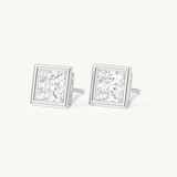 1 TCW Princess Bezel Lab-Grown Diamond Stud Earrings