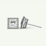 1 TCW Princess Bezel Lab-Grown Diamond Stud Earrings 18