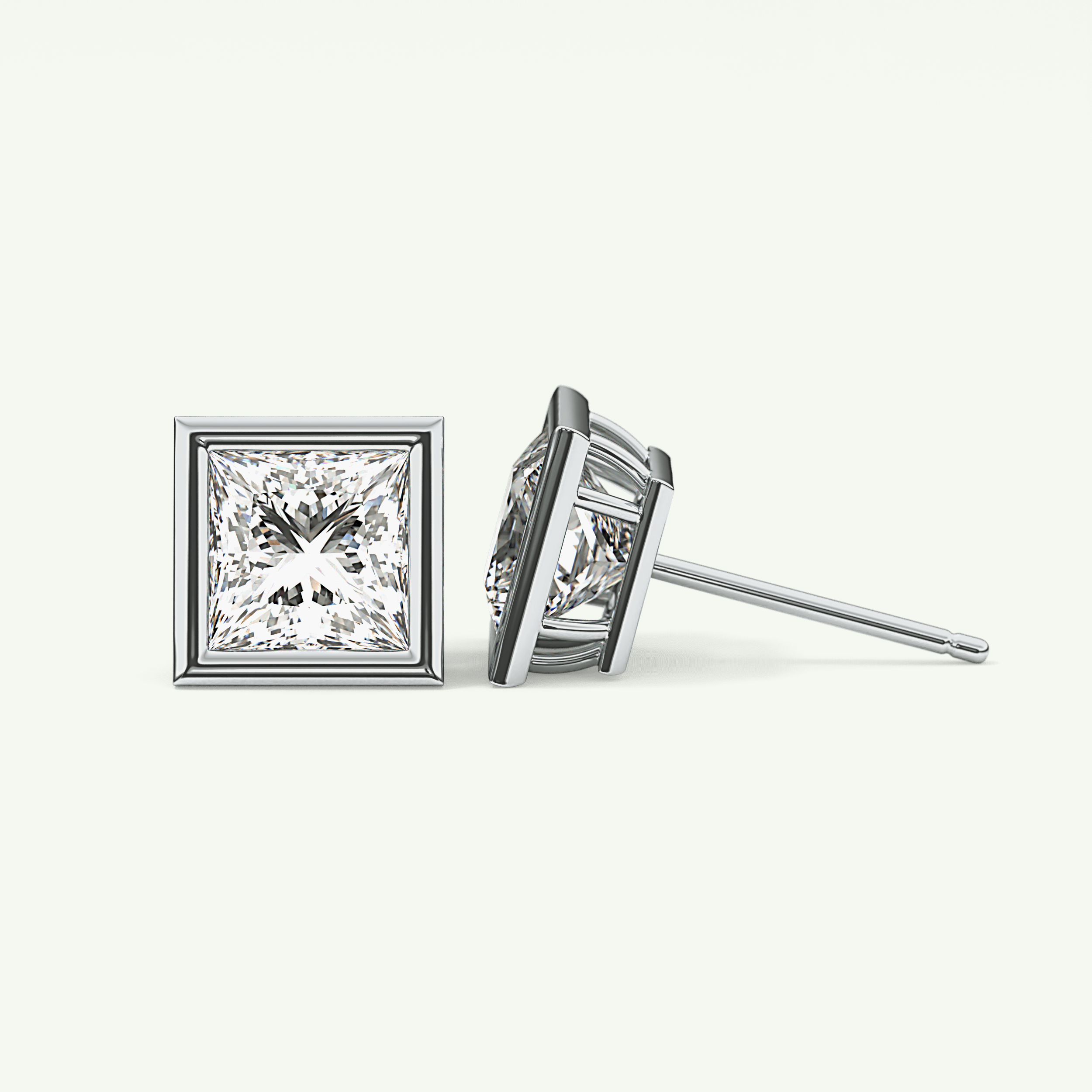 1 TCW Princess Bezel Lab-Grown Diamond Stud Earrings 18