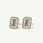 1 TCW Emerald Bezel Lab-Grown Diamond Stud Earrings 3