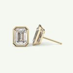 1 TCW Emerald Bezel Lab-Grown Diamond Stud Earrings 4
