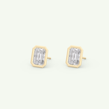 1 TCW Emerald Bezel Lab-Grown Diamond Stud Earrings 6