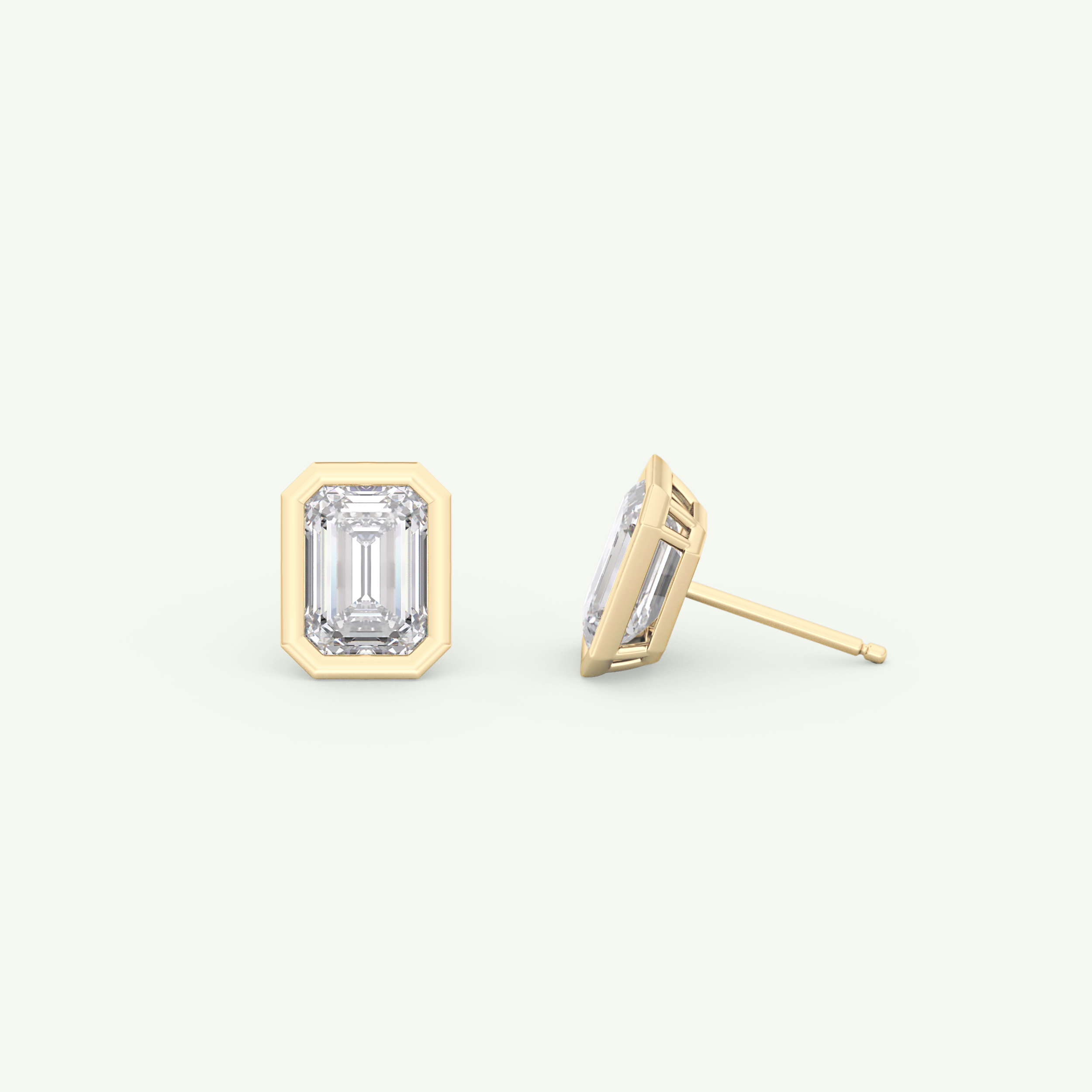 1 TCW Emerald Bezel Lab-Grown Diamond Stud Earrings 7