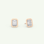 1 TCW Emerald Bezel Lab-Grown Diamond Stud Earrings 8