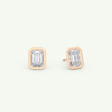 1 TCW Emerald Bezel Lab-Grown Diamond Stud Earrings 8