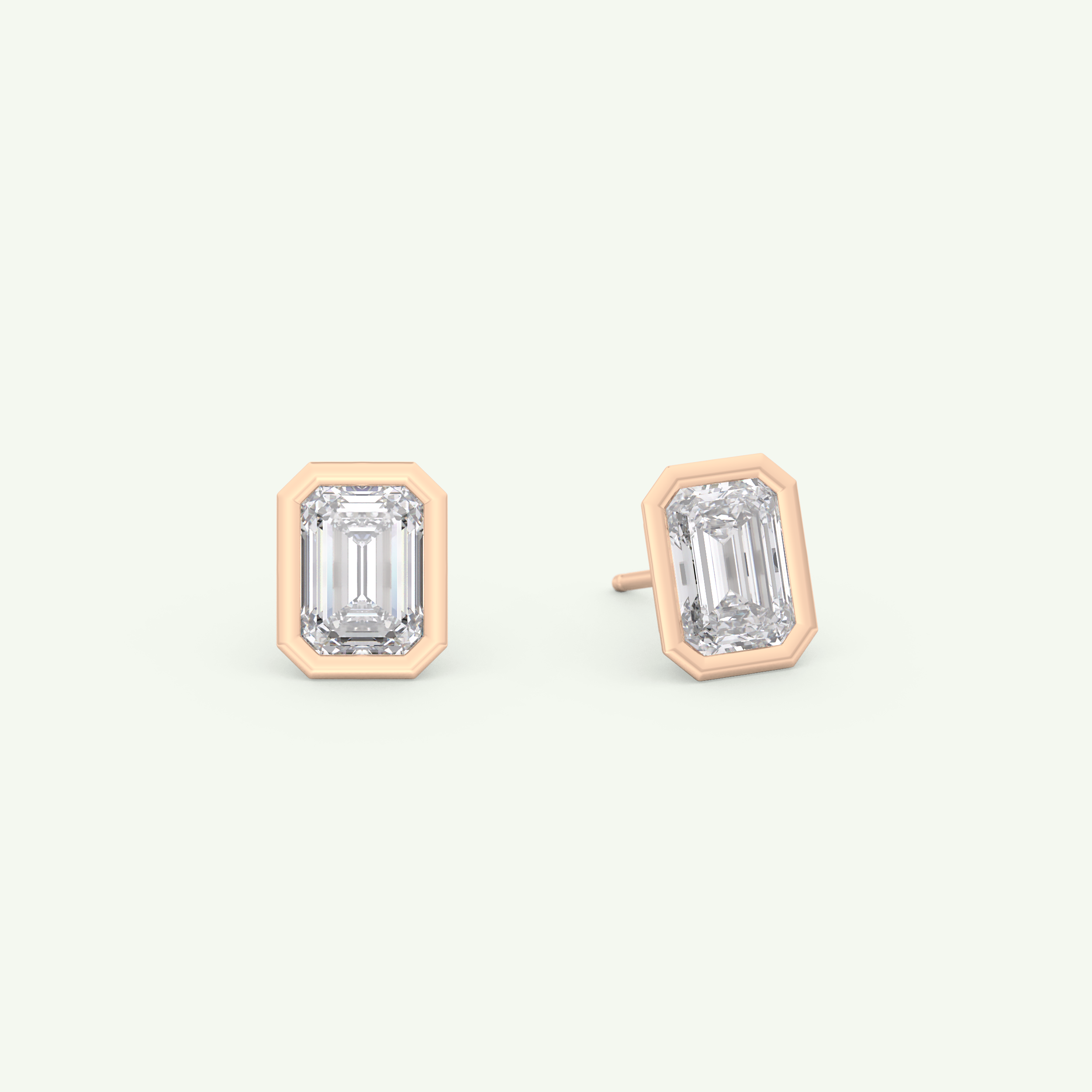 1 TCW Emerald Bezel Lab-Grown Diamond Stud Earrings 8