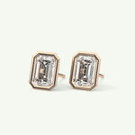 1 TCW Emerald Bezel Lab-Grown Diamond Stud Earrings 10