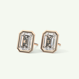 1 TCW Emerald Bezel Lab-Grown Diamond Stud Earrings 10