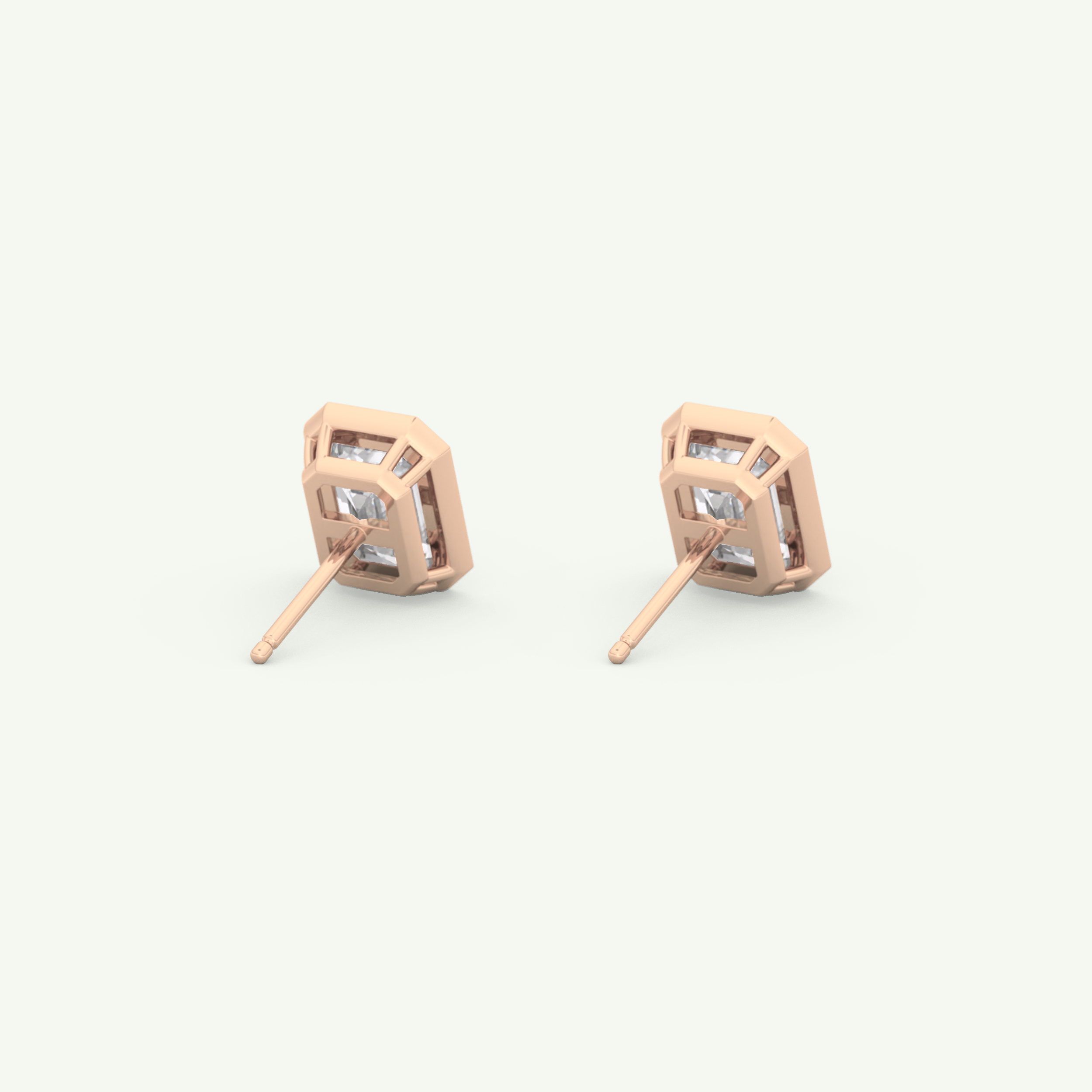 1 TCW Emerald Bezel Lab-Grown Diamond Stud Earrings 12