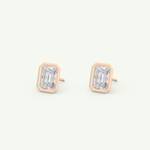 1 TCW Emerald Bezel Lab-Grown Diamond Stud Earrings 13