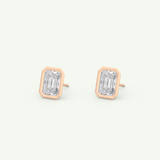 1 TCW Emerald Bezel Lab-Grown Diamond Stud Earrings 13