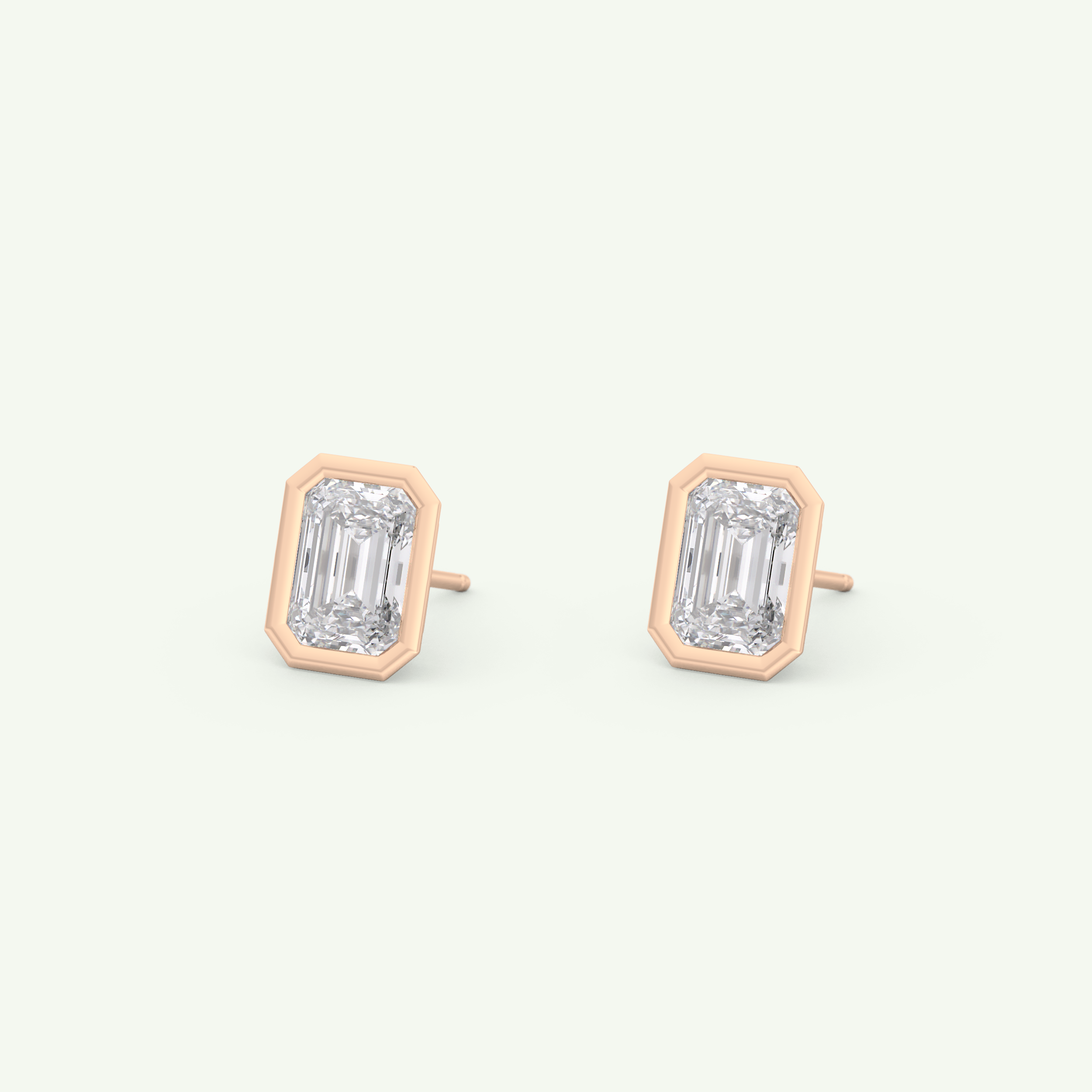 1 TCW Emerald Bezel Lab-Grown Diamond Stud Earrings 13
