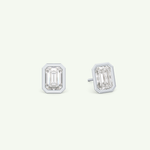 1 TCW Emerald Bezel Lab-Grown Diamond Stud Earrings 15