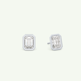 1 TCW Emerald Bezel Lab-Grown Diamond Stud Earrings 15