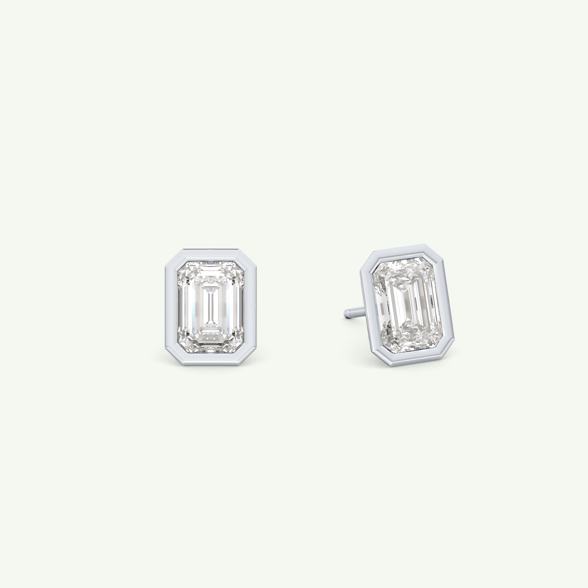1 TCW Emerald Bezel Lab-Grown Diamond Stud Earrings 15