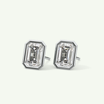 1 TCW Emerald Bezel Lab-Grown Diamond Stud Earrings 17