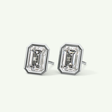 1 TCW Emerald Bezel Lab-Grown Diamond Stud Earrings 17